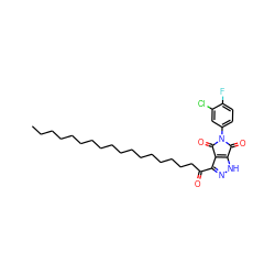 CCCCCCCCCCCCCCCCCC(=O)c1n[nH]c2c1C(=O)N(c1ccc(F)c(Cl)c1)C2=O ZINC000049784263