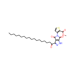 CCCCCCCCCCCCCCCCCC(=O)c1n[nH]c2c1C(=O)N(c1ccsc1C(=O)OC)C2=O ZINC000049803139