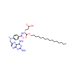 CCCCCCCCCCCCCCCCOC(=O)[C@@H](CCC(=O)O)NC(=O)c1ccc(N(C)Cc2cnc3nc(N)nc(N)c3n2)cc1 ZINC000034801978