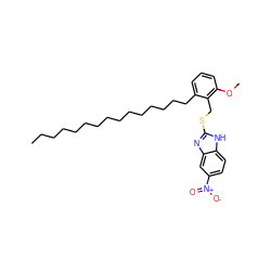 CCCCCCCCCCCCCCCc1cccc(OC)c1CSc1nc2cc([N+](=O)[O-])ccc2[nH]1 ZINC000036126969