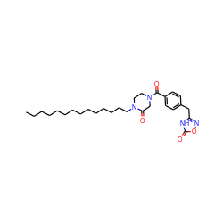 CCCCCCCCCCCCCCN1CCN(C(=O)c2ccc(Cc3noc(=O)[nH]3)cc2)CC1=O ZINC000049781420