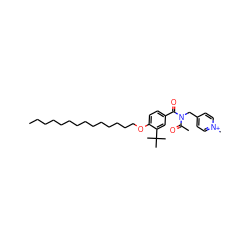 CCCCCCCCCCCCCCOc1ccc(C(=O)N(Cc2cc[n+](C)cc2)C(C)=O)cc1C(C)(C)C ZINC000038361355