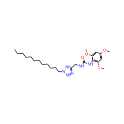 CCCCCCCCCCCCN1NN=C(CNC(=O)Nc2c(OC)cc(OC)cc2OC)N1 ZINC000036349983