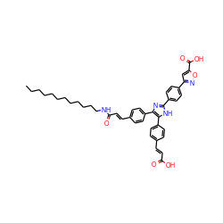 CCCCCCCCCCCCNC(=O)/C=C/c1ccc(-c2nc(-c3ccc(-c4cc(C(=O)O)on4)cc3)[nH]c2-c2ccc(/C=C/C(=O)O)cc2)cc1 ZINC000049735217