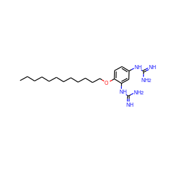 CCCCCCCCCCCCOc1ccc(NC(=N)N)cc1NC(=N)N ZINC000008214597