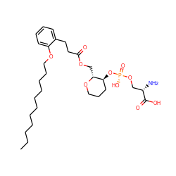 CCCCCCCCCCCOc1ccccc1CCC(=O)OC[C@H]1OCCC[C@@H]1O[P@](=O)(O)OC[C@H](N)C(=O)O ZINC000653875528