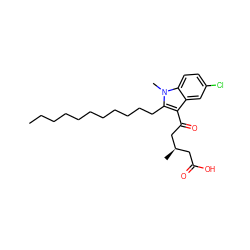 CCCCCCCCCCCc1c(C(=O)C[C@H](C)CC(=O)O)c2cc(Cl)ccc2n1C ZINC001772588246