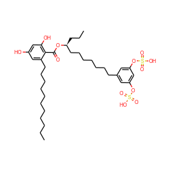 CCCCCCCCCCCc1cc(O)cc(O)c1C(=O)O[C@@H](CCC)CCCCCCCc1cc(OS(=O)(=O)O)cc(OS(=O)(=O)O)c1 ZINC000031706041