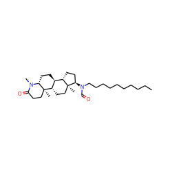 CCCCCCCCCCN(C=O)[C@@H]1CC[C@H]2[C@@H]3CC[C@H]4N(C)C(=O)CC[C@]4(C)[C@H]3CC[C@@]21C ZINC000049775103