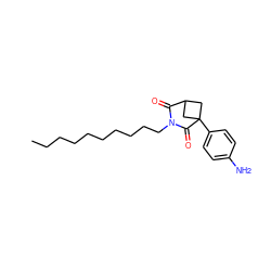 CCCCCCCCCCN1C(=O)C2CC(c3ccc(N)cc3)(C2)C1=O ZINC000036289276