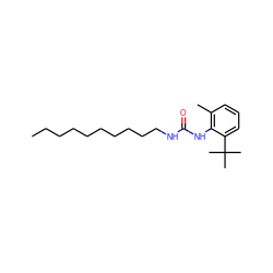 CCCCCCCCCCNC(=O)Nc1c(C)cccc1C(C)(C)C ZINC000036349596