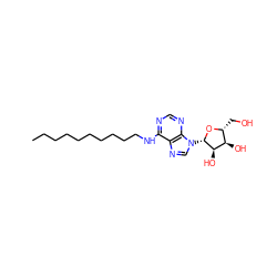 CCCCCCCCCCNc1ncnc2c1ncn2[C@@H]1O[C@H](CO)[C@@H](O)[C@H]1O ZINC000012405456