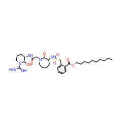 CCCCCCCCCCOC(=O)c1ccccc1CS(=O)(=O)N[C@H]1CCCCN(CC(=O)N[C@H]2CCCN(C(=N)N)[C@@H]2O)C1=O ZINC000049877900