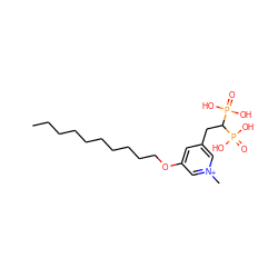 CCCCCCCCCCOc1cc(CC(P(=O)(O)O)P(=O)(O)O)c[n+](C)c1 ZINC000049881536