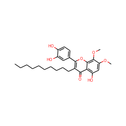 CCCCCCCCCCc1c(-c2ccc(O)c(O)c2)oc2c(OC)c(OC)cc(O)c2c1=O ZINC000036222857