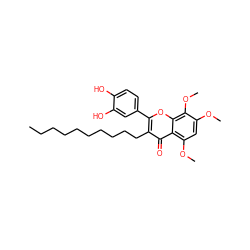 CCCCCCCCCCc1c(-c2ccc(O)c(O)c2)oc2c(OC)c(OC)cc(OC)c2c1=O ZINC000014255180