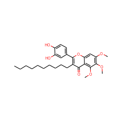 CCCCCCCCCCc1c(-c2ccc(O)c(O)c2)oc2cc(OC)c(OC)c(OC)c2c1=O ZINC000036222874