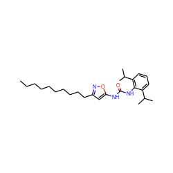 CCCCCCCCCCc1cc(NC(=O)Nc2c(C(C)C)cccc2C(C)C)on1 ZINC000036350002