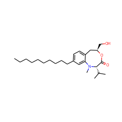 CCCCCCCCCCc1ccc2c(c1)N(C)[C@@H](C(C)C)C(=O)O[C@H](CO)C2 ZINC000034800311