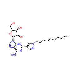 CCCCCCCCCCn1cc(-c2nc(N)c3ncn([C@@H]4O[C@H](CO)[C@@H](O)[C@H]4O)c3n2)cn1 ZINC000036113800