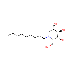 CCCCCCCCCN1C[C@H](O)[C@@H](O)[C@H](O)[C@@H]1CO ZINC000066156319