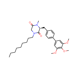 CCCCCCCCCN1CC(=O)N(C)[C@@H](Cc2ccc(-c3cc(OC)c(OC)c(OC)c3)cc2)C1=O ZINC000038159198