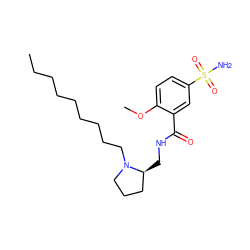 CCCCCCCCCN1CCC[C@@H]1CNC(=O)c1cc(S(N)(=O)=O)ccc1OC ZINC000014254359