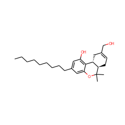 CCCCCCCCCc1cc(O)c2c(c1)OC(C)(C)[C@@H]1CC=C(CO)C[C@@H]21 ZINC000036294749