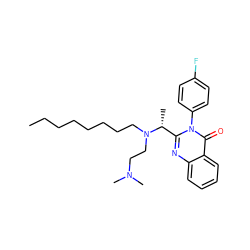 CCCCCCCCN(CCN(C)C)[C@H](C)c1nc2ccccc2c(=O)n1-c1ccc(F)cc1 ZINC000036184726