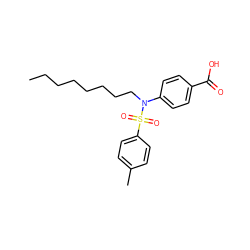 CCCCCCCCN(c1ccc(C(=O)O)cc1)S(=O)(=O)c1ccc(C)cc1 ZINC000001644634