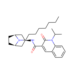 CCCCCCCCN1[C@H]2CC[C@@H]1C[C@H](NC(=O)c1cc3ccccc3n(C(C)C)c1=O)C2 ZINC000101845744