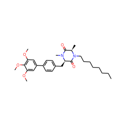 CCCCCCCCN1C(=O)[C@@H](Cc2ccc(-c3cc(OC)c(OC)c(OC)c3)cc2)N(C)C(=O)[C@H]1C ZINC000038159205