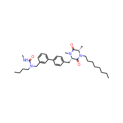 CCCCCCCCN1C(=O)[C@H](Cc2ccc(-c3cccc(CN(CCCC)C(=O)NC)c3)cc2)N(C)C(=O)[C@@H]1C ZINC000038159200