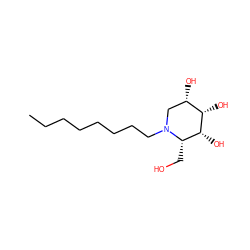 CCCCCCCCN1C[C@H](O)[C@H](O)[C@H](O)[C@@H]1CO ZINC000036338462