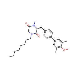 CCCCCCCCN1CC(=O)N(C)[C@@H](Cc2ccc(-c3cc(C)c(OC)c(C)c3)cc2)C1=O ZINC000014165736