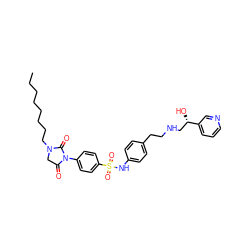 CCCCCCCCN1CC(=O)N(c2ccc(S(=O)(=O)Nc3ccc(CCNC[C@H](O)c4cccnc4)cc3)cc2)C1=O ZINC000034801606