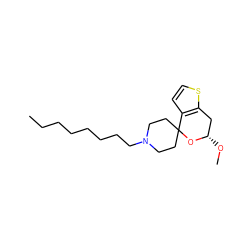 CCCCCCCCN1CCC2(CC1)O[C@@H](OC)Cc1sccc12 ZINC000049881593