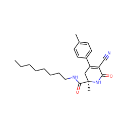 CCCCCCCCNC(=O)[C@@]1(C)CC(c2ccc(C)cc2)=C(C#N)C(=O)N1 ZINC001772643857