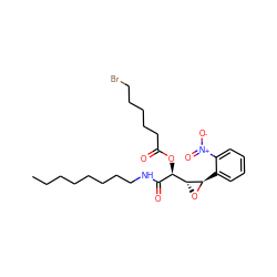 CCCCCCCCNC(=O)[C@@H](OC(=O)CCCCCBr)[C@H]1O[C@@H]1c1ccccc1[N+](=O)[O-] ZINC001772618601