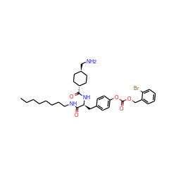 CCCCCCCCNC(=O)[C@H](Cc1ccc(OC(=O)OCc2ccccc2Br)cc1)NC(=O)[C@H]1CC[C@H](CN)CC1 ZINC000257865384