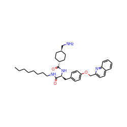 CCCCCCCCNC(=O)[C@H](Cc1ccc(OCc2ccc3ccccc3n2)cc1)NC(=O)[C@H]1CC[C@H](CN)CC1 ZINC000653754044