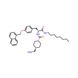 CCCCCCCCNC(=O)[C@H](Cc1ccc(OCc2cccc3ccccc23)cc1)NC(=O)[C@H]1CC[C@H](CN)CC1 ZINC000653762830