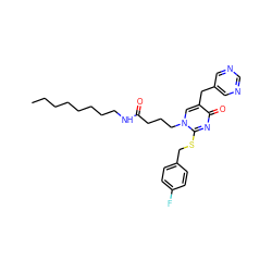 CCCCCCCCNC(=O)CCCn1cc(Cc2cncnc2)c(=O)nc1SCc1ccc(F)cc1 ZINC000034799704