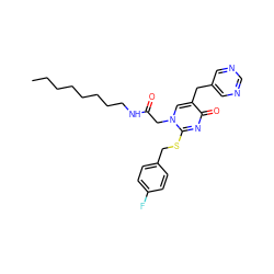 CCCCCCCCNC(=O)Cn1cc(Cc2cncnc2)c(=O)nc1SCc1ccc(F)cc1 ZINC000034799678