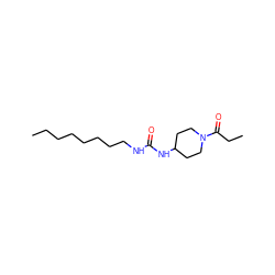 CCCCCCCCNC(=O)NC1CCN(C(=O)CC)CC1 ZINC000064528381