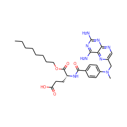 CCCCCCCCOC(=O)[C@@H](CCC(=O)O)NC(=O)c1ccc(N(C)Cc2cnc3nc(N)nc(N)c3n2)cc1 ZINC000034801972