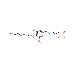 CCCCCCCCOc1c(Cl)cc(CNCCCP(=O)(O)O)cc1OC ZINC000036178182