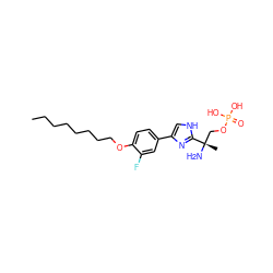 CCCCCCCCOc1ccc(-c2c[nH]c([C@@](C)(N)COP(=O)(O)O)n2)cc1F ZINC000044417051