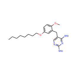 CCCCCCCCOc1ccc(OC)c(Cc2cnc(N)nc2N)c1 ZINC000034801956