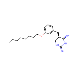 CCCCCCCCOc1cccc(C[C@@H]2CNC(=N)NC2=N)c1 ZINC000043356696